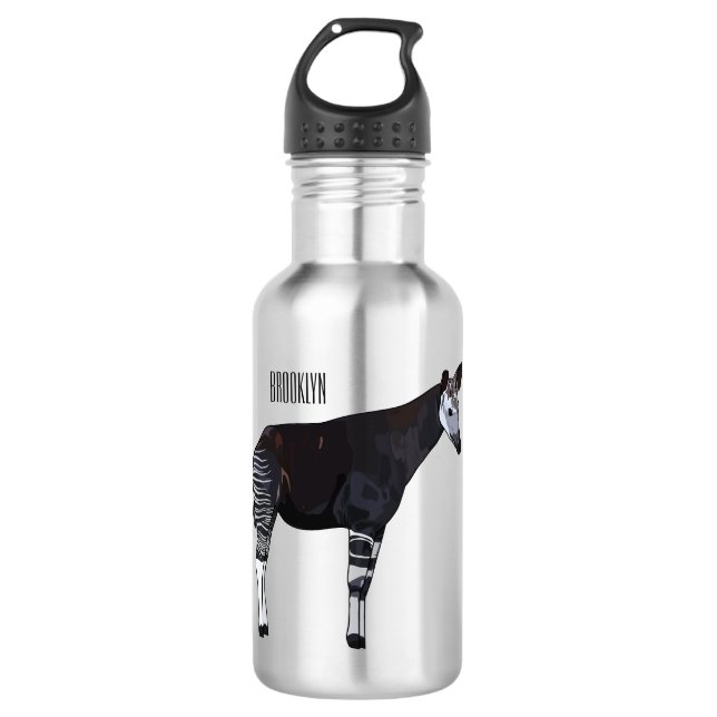 Okapi cartoon illustration 532 ml water bottle (Front)