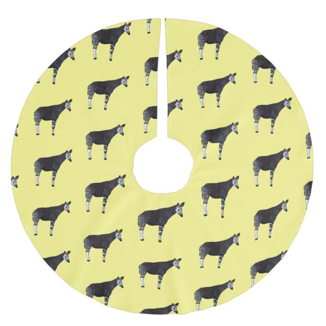 Okapi cartoon illustration brushed polyester tree skirt (Front)