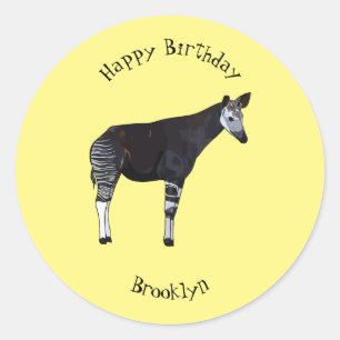 Okapi cartoon illustration classic round sticker