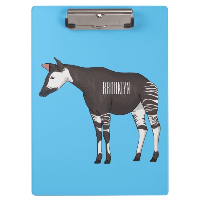 Okapi cartoon illustration clipboard (Front)