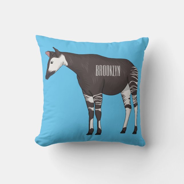 Okapi cartoon illustration  cushion (Front)