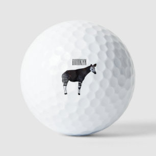 Okapi cartoon illustration golf balls