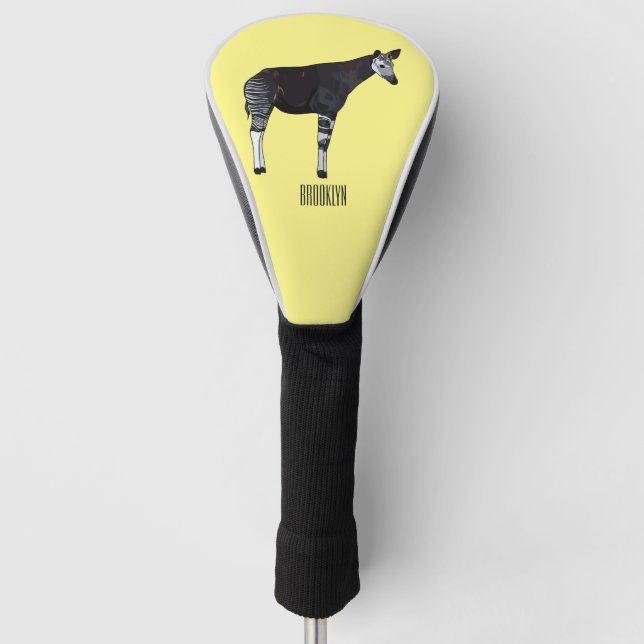 Okapi cartoon illustration golf head cover (Front)