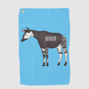 Okapi cartoon illustration golf towel