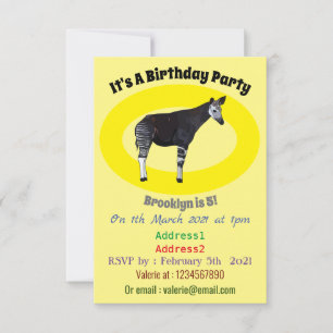 Okapi cartoon illustration invitation