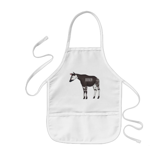 Okapi cartoon illustration kids apron (Front)