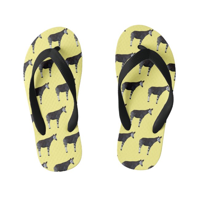 Okapi cartoon illustration kid's flip flops (Footbed)