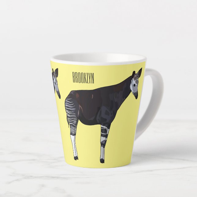 Okapi cartoon illustration latte mug (Right Angle)