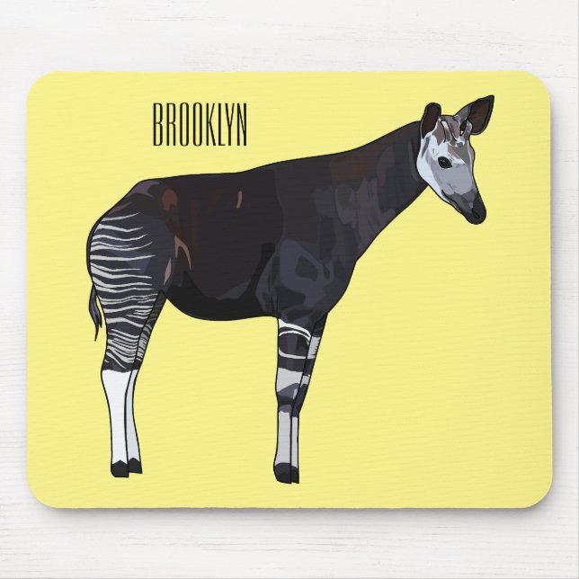 Okapi cartoon illustration mouse mat (Front)