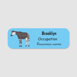 Okapi cartoon illustration name tag