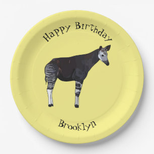 Okapi cartoon illustration paper plate