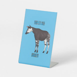 Okapi cartoon illustration pedestal sign