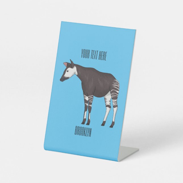 Okapi cartoon illustration pedestal sign (Front)