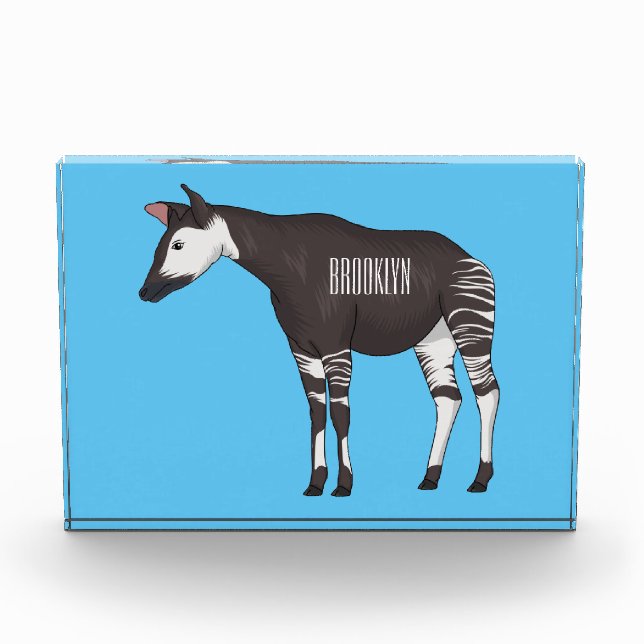 Okapi cartoon illustration photo block (Front)