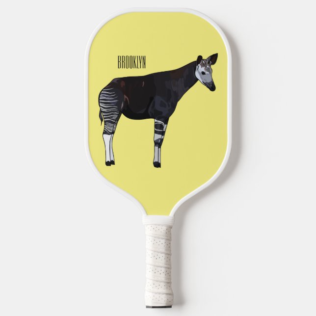 Okapi cartoon illustration pickleball paddle (Front)
