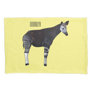 Okapi cartoon illustration pillowcase