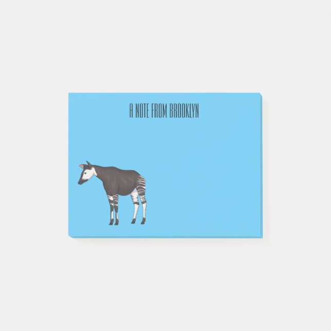 Okapi cartoon illustration  post-it notes (Front)