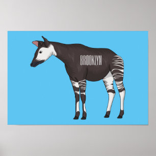 Okapi cartoon illustration poster