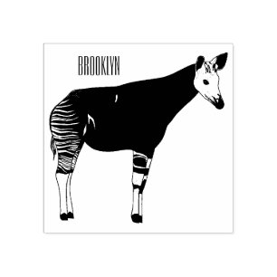 Okapi cartoon illustration rubber stamp