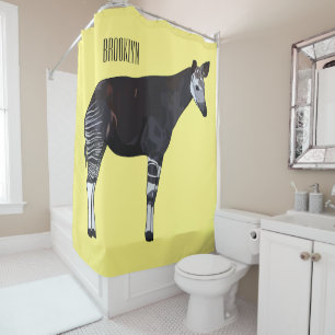 Okapi cartoon illustration shower curtain
