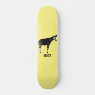 Okapi cartoon illustration skateboard