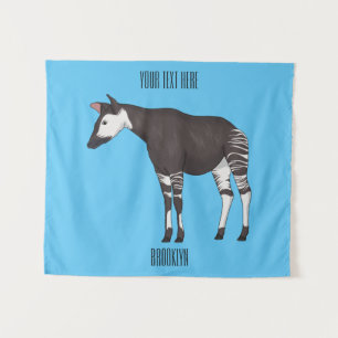 Okapi cartoon illustration tapestry