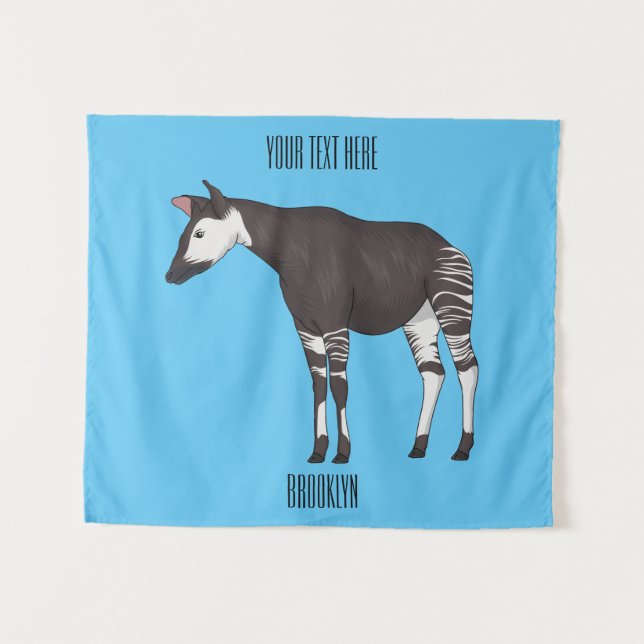 Okapi cartoon illustration  tapestry (Front (Horizontal))