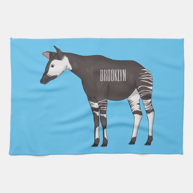 Okapi cartoon illustration  tea towel (Horizontal)