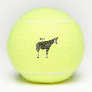 Okapi cartoon illustration tennis balls