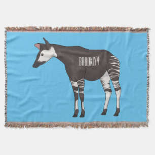 Okapi cartoon illustration throw blanket