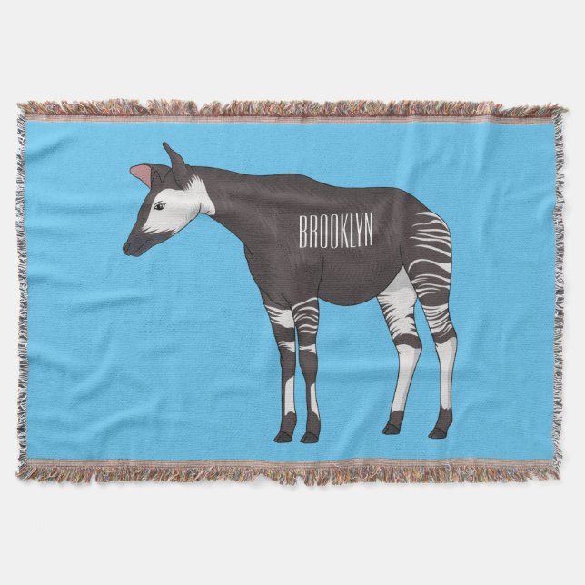 Okapi cartoon illustration throw blanket (Front)