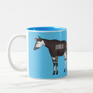 Okapi cartoon illustration  Two-Tone coffee mug