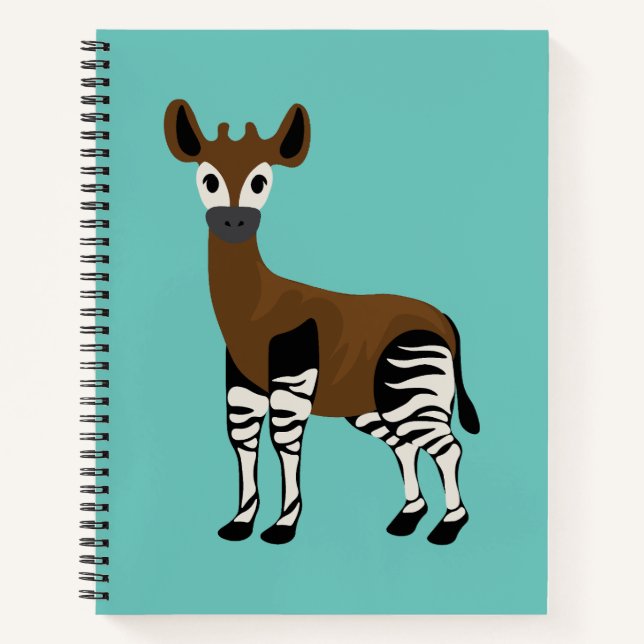 Okapi Cartoon, Majestic Okapi Animal, Okapi Lovers Notebook (Front)