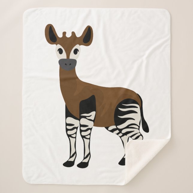 Okapi Cartoon, Majestic Okapi Animal, Okapi Lovers Sherpa Blanket (Front)