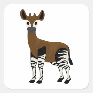 Okapi Cartoon, Majestic Okapi Animal, Okapi Lovers Square Sticker