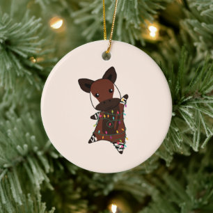 Okapi Christmas Snow Winter Animals Okapis Ceramic Tree Decoration