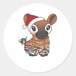 Okapi Christmas Snow Winter Animals Okapis Classic Round Sticker