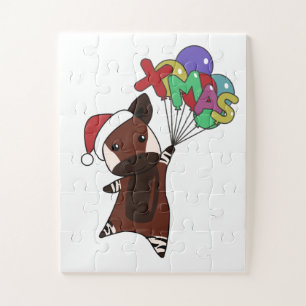 Okapi Christmas Snow Winter Animals Okapis Jigsaw Puzzle