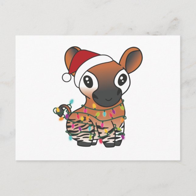 Okapi Christmas Snow Winter Animals Okapis Postcar Postcard (Front)