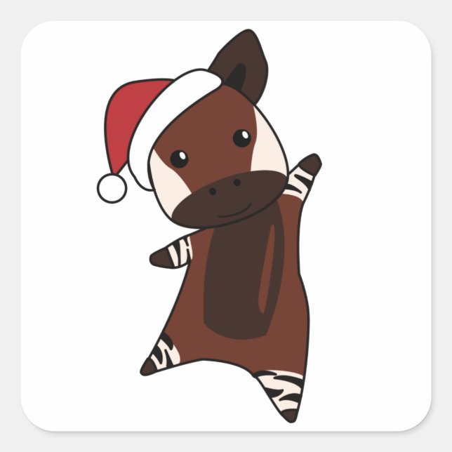 Okapi Christmas Snow Winter Animals Okapis Square Sticker (Front)