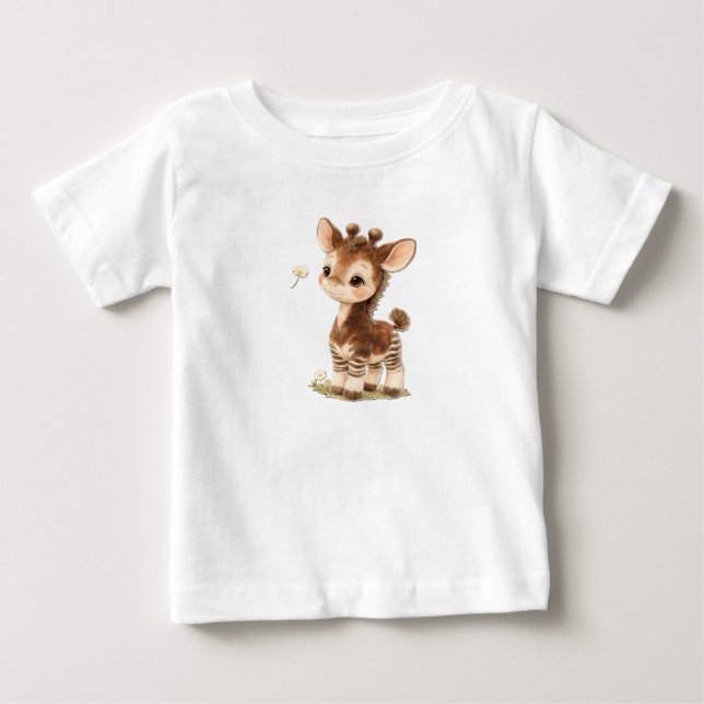 Okapi deer Baby T-Shirt – Cute Spotted & Striped B (Front)