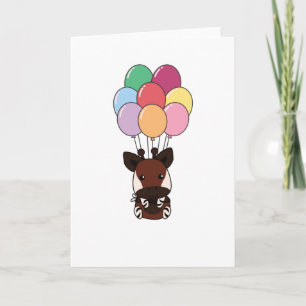 Okapi Flies Up With Colourful Balloons Card