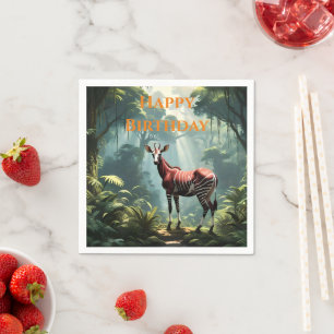 Okapi In The Rainforest, (Zebra Giraffe) Napkin