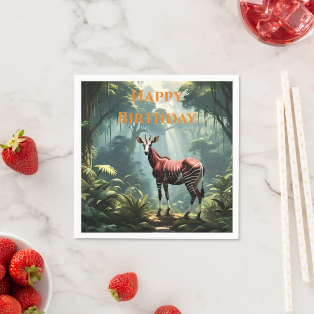 Okapi In The Rainforest, (Zebra Giraffe) Napkin (Insitu)