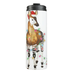 Okapi lights santa hat merry christmas t thermal tumbler