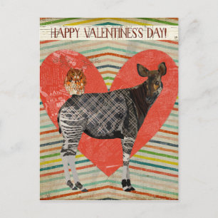 OKAPI & OWL VALENTINE'S Postcard