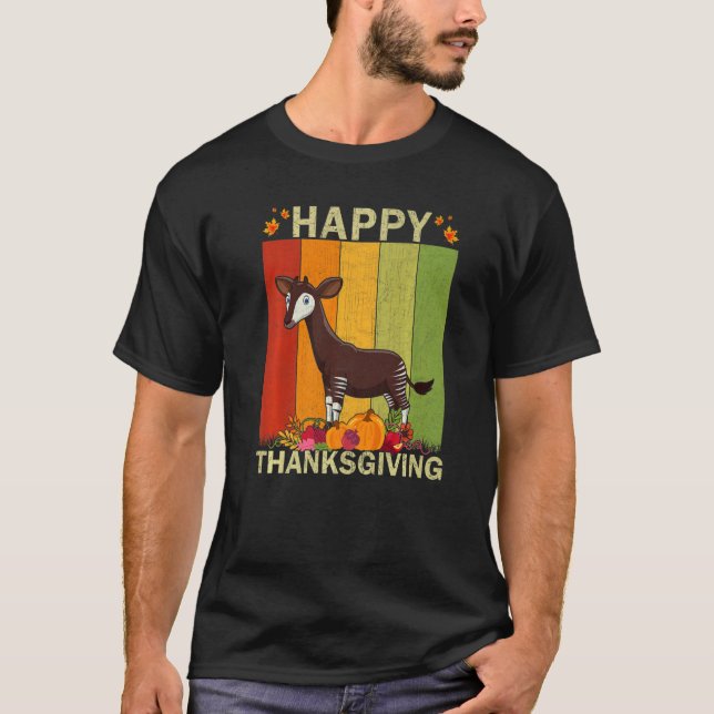 Okapi  Retro Graphic Family Matching Thanksgiving T-Shirt (Front)