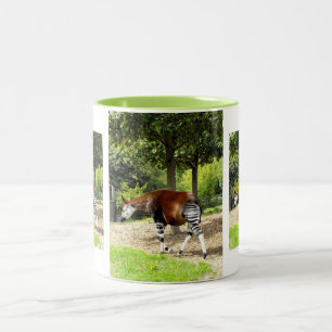 Okapi walking away Two-Tone coffee mug