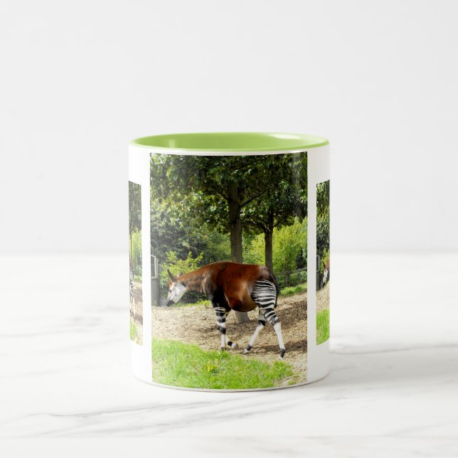 Okapi walking away Two-Tone coffee mug (Center)