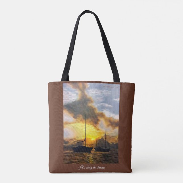 Okay to Change Boats in Sunset Tote (Back)